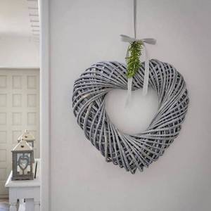 Corona de corazón y estrella de ratán hecha a mano, colgante de pared de mimbre tejido Natural para boda, San Valentín, Navidad, decoración rústica para el hogar - Product Image 4