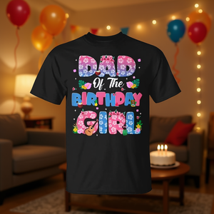 T-shirt coordinati per la famiglia: Papà, Mamma e Bimba di Compleanno - Top Decorativi per Feste - T-shirt Promozionali - Product Image 3