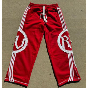 Pantalons de survêtement vintage surdimensionnés de qualité supérieure avec broderie graphique et détails de patchs usés - Product Image 4