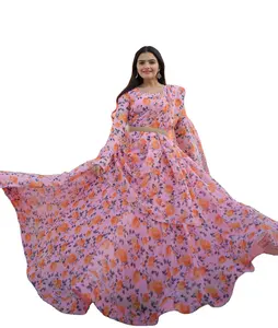 unique Flower Print and pure fabric Georgette gown are suitable for Any occasions as well as for casual-wear also it is a great
