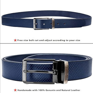 Ceinture en cuir véritable pour homme, style décontracté, faite à la main, respirante, design multicolore, boucle en acier, personnalisable - Product Image 3
