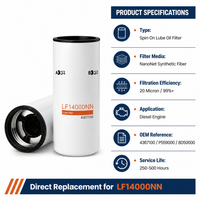 Filtro de Aceite para Camiones Pesados LF14000NN Shuangyi, Nuevo, para Motores Diésel ISX ISX15 ISM QSX15 QSM11, Calidad OEM
