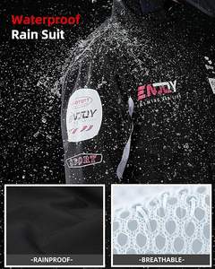 Combinaison de pluie pliable pour homme, veste et pantalon imperméables légers, imperméable d'extérieur avec capuche, coupe-vent noir - Product Image 2