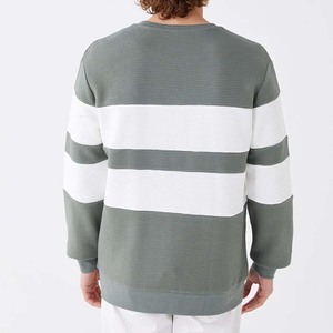 Nueva sudadera de gran tamaño con cuello redondo y bloque de Color para hombre de otoño-100% algodón tejido transpirable Casual estilo Vintage - Product Image 3