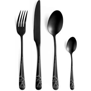 Juego de 3 cubiertos de acero inoxidable usados en utensilios de cocina de mesa, cafetería, hogar, cubiertos chapados en Color plateado, cubiertos con mango de 3 colores - Product Image 4