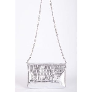 Pochette en argent à motif crocodile avec fermeture éclair, broderie artisanale, style décontracté vintage pour femme, pour l'été et l'hiver - Product Image 2