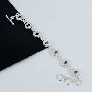 Bracelet en argent sterling 925 fait à la main en pierre précieuse de Kunzite rose Bracelet chaîne réglable Bracelet rose cadeau pour son cadeau pour un ami - Product Image 4