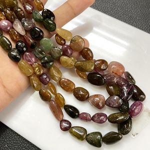 Natural ASP GEMS Multi turmalina suave Pepita llano forma desigual cuentas verticales perforadas 14 pulgadas hebra para la fabricación de joyas - Product Image 2