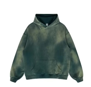 Sweat à capuche basique en coton mélangé avec logo personnalisé Sweat à capuche épais en coton mélangé avec broderie dégradée Tie Dye pour hommes - Product Image 1