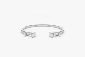 CDJ Baguette Cut Lab Grown Diamond Último diseño Minimalista Ajustable Anillo abierto Mejor precio al por mayor Joyería de boda para mujeres - Product Image 2