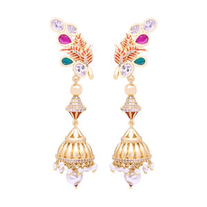 Pendientes colgantes elegantes tradicionales AD colgantes de oro de moda joyería de moda de latón personalizada chapado en oro mate para bodas - Product Image 2