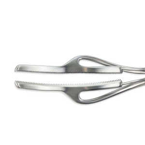 Pinzas para trasplante de hígado Klintmalm, vasculares estándar, 25 cm, mandíbula curva, acero inoxidable, instrumentos quirúrgicos manuales - Product Image 4