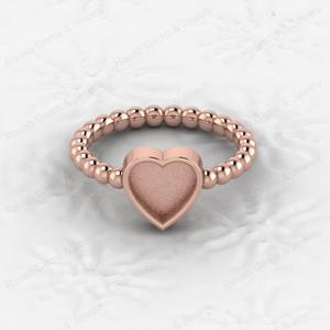 <b>Top</b> Quality 925 Sterling Silver 8mm <b>Heart</b> Semi Mount Beaded Band Ring Good for Resin & Ashes Work Keepsake Breastmilk Jewelry - Product Image 3