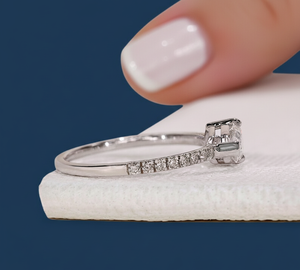 Bague de fiançailles en diamant de laboratoire taille poire 0,67 carat VVS2 F certifiée IGI, plaquée rhodium, or blanc ethnique, bijoux fins - Product Image 2