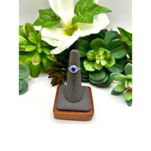 Navajo-Made Lapis & Sterling <b>Silver</b> <b>Ring</b> Fashionable 18K Gold & Rose Plated Bezel <b>Set</b> with Licensed Private Brand 'IS' Inlay - Product Image 1