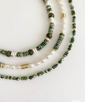 Set Perhiasan Batu Alam Musim Panas, Kalung Mutiara Air Tawar, Rantai Emas 18K Berlapis, Perhiasan Batu Permata Pria untuk Merek DTC