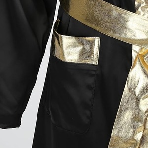 Robe de boxe respirante de haute qualité pour hommes Couleur noire et bordure bleue Polyester Made Full Length MMA & Thai Boxing - Product Image 3