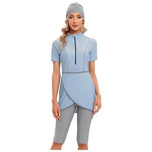 Traje de baño islámico Burkini para mujer, conjunto modesto de largo completo con top de manga larga y pantalones - Product Image 6
