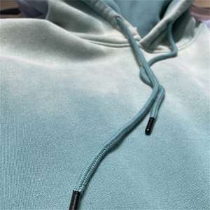 Sudadera con capucha de mezclilla unisex extragrande al por mayor, hecha a medida, para invierno, con logo frontal, de nailon/algodón, manga larga, con estampado de puntos y lavado ácido. - Product Image 5