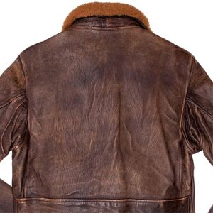 Chaqueta bomber de cuero Premium de fabricación personalizada OEM con cuello de piel de oveja chaqueta de invierno para hombre - Product Image 6
