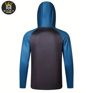 Venta al por mayor logotipo personalizado impresión por sublimación UPF50 + impermeable ligero hombres manga larga pesca Sudadera con capucha respiraderos protección solar - Product Image 2