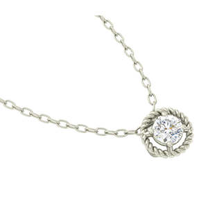 NOVAMART Fine Women's Girls' 925 Sterling Silver Rhodium Plated <b>Rope</b> Pendant <b>Chain</b> White Gold Rose Options Featuring Zircon Diam - Product Image 3