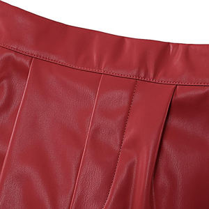 Shorts en cuir pour femmes, couleur unie, taille haute, poches latérales, shorts décontractés à la mode pour femmes, au prix de gros - Product Image 4