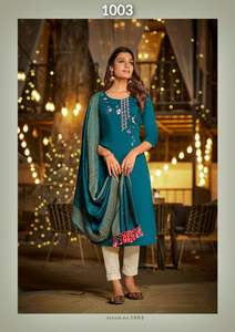 Kurti Maslin de Primera Calidad para Bodas y Fiestas con Interior y Trabajo Pesado de Khatli, con Dupatta con Trabajo de Tejido, en Venta a Precio Económico - Product Image 5