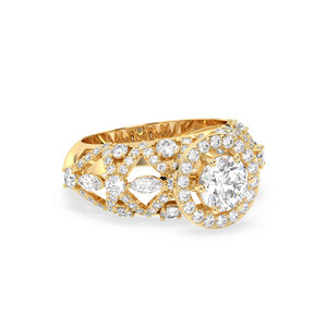 Bague en moissanite REYES sur mesure, taille ronde brillante, 2,46 carats, en argent sterling 925 plaqué or jaune, certifiée GRA - Product Image 3