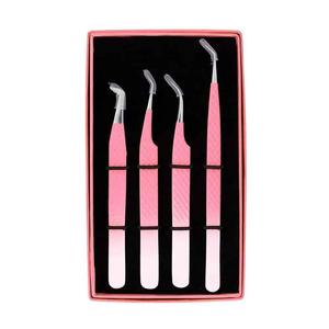 แหนบต่อขนตาปลอมทำจากสเตนเลสเคลือบสีชมพูดูแลขนตา - Product Image 1