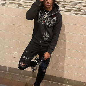 Personalizado de alta calidad 100% algodón Full Zip Up Hoodies invierno Goth Oversized Hoodies Unisex Streetwear Rhinestone Hoodies - Product Image 6