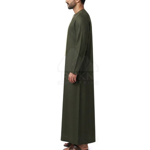 Kandura Émirati Élégant, Thobe Arabe Traditionnel pour Hommes, Sans Col, à Franges sur le Devant, Longueur Cheville, Coupe Fluide, en Coton Léger - Product Image 3