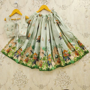 Lehenga Choli pour filles, traditionnel, imprimé, en polyester, longueur au sol, sans plis, pour les fêtes, mode Shoryam, pour les enfants de 2 à 8 ans - Product Image 4