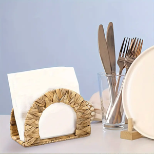 Promotions! TienPhong Vente en gros 2024 Porte-serviettes en jacinthe d'eau tissé à la main, Distributeur de mouchoirs rectangulaire naturel pour tables - Product Image 2