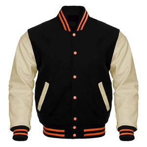 Venta caliente de alta calidad Letterman Varsity béisbol bombardero chaqueta mangas de cuero cuerpo invierno equipo colores tela - Product Image 1