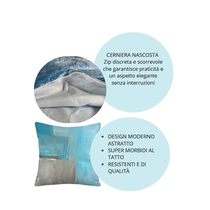 Lot de 4 housses de coussin effet velours doux 45x45 cm bleu gris style abstrait moderne taies d'oreiller décoratives - Product Image 3