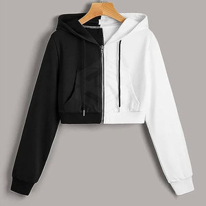 Sudadera con capucha corta Multicolor para mujer de alta calidad, hecha a medida, informal, estilo de invierno, tejido corto con capucha, el mejor precio para toda la venta - Product Image 2