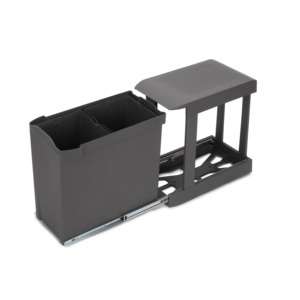 Emuca 14L intelligente pattumiere 2 confezioni per il riciclaggio del fondo di montaggio e estrazione automatica in acciaio e plastica Grey - Product Image 1