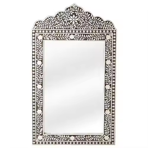 Accesorios de decoración para el hogar, espejo con incrustaciones de hueso montado en la pared, espejo con incrustaciones de hueso para sala de estar, artesanía creciente - Product Image 1