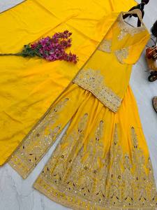 Ethenic Series Modern Plazzo Sharara <b>Top</b> and Supattra Heavy Wedding Wear for <b>Festive</b> Season Salwar Kameez for Parties - Product Image 4