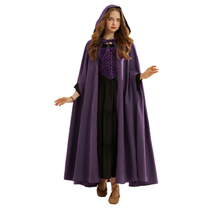 Disfraz de Halloween para Mujer, Capa Medieval con Capucha, Cierre con Lazo en la Parte Delantera, Capa Larga Hasta la Mitad de la Pantorrilla - Product Image 6