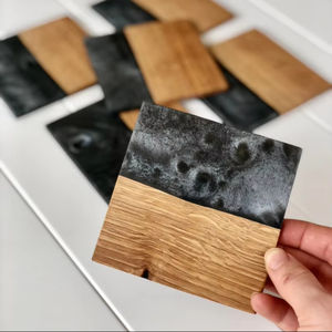 Sous-verres décoratifs faits à la main en résine et en pierre Ensemble de sous-verres de table personnalisables pour la maison, le bureau et les tables basses - Product Image 1