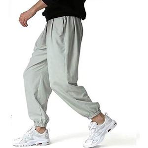 Pantalones deportivos de cintura alta para hombre, 100% algodón, ligeros, transpirables, con patrón recto, de talla grande, informales, Deportivos - Product Image 5