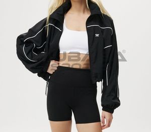Personalizable más tamaño de las mujeres Hip Hop recortado contraste Anorak chaqueta impresión de la letra, suelta antiarrugas Anti-Pilling Imprimir - Product Image 3