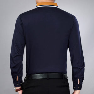 Camisetas de manga larga con cuello en V de algodón liso clásico al por mayor, polos para hombre de manga larga completa - Product Image 4