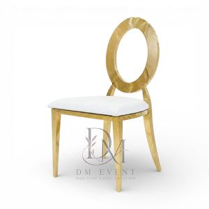 Modern Open Round Ring Back Gold Stainless Steel Wedding <b>Chair</b> with <b>White</b> Cushion for Wedding and Banquet Events Event Seating - Product Image 3