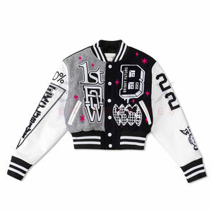 Nuevo diseño personalizado demanda moda 2023 mujeres Crop Varsity chaquetas de béisbol para ventas lana cuerpo cuero mangas Letterman chaqueta - Product Image 1