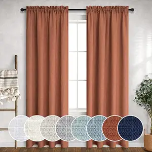 Reasonable priced customisable and economical cotton rich rust brown orange luxury rod pocket curtains for living room use