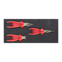 Plateau à outils en mousse EVA M1, ensemble de 3 pinces industrielles, organisateur rouge et noir, insert de tiroir 1/3 pour armoire à outils TF01M145