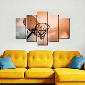 Inspirational Basketball Art Canvas Print - Modern Office Decor,5P Mix:Gallery <b>Wrap</b> - Product Image 1